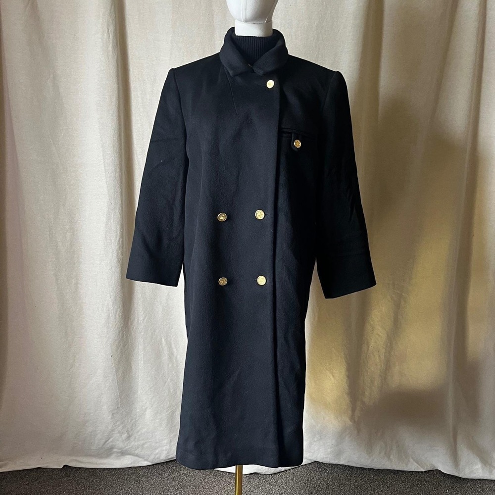 Vintage Forecaster of Boston Black Wool Military Style Coat USA Size 12